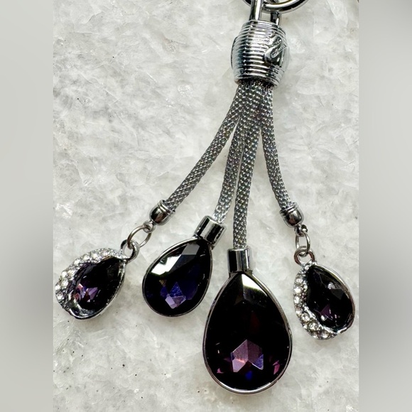 Unbranded Accessories - New Dark Purple & Clear Faceted Austrian Crystal Purse Bag Charm Keychain - 4.5”